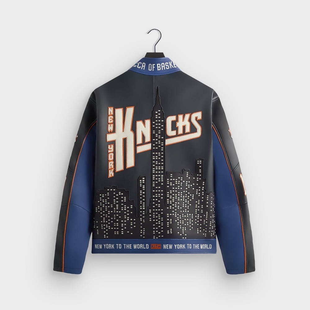 Kith for the New York Knicks Leather Moto Jacket Nocturnal City Skyline Size XL - Picture 4 of 11